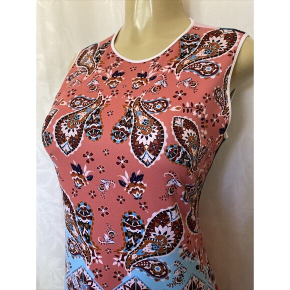 Clover Canyon Dress Sleeveless Paisley Floral Rust Blue Round Neck A Lin… - Picture 3 of 5